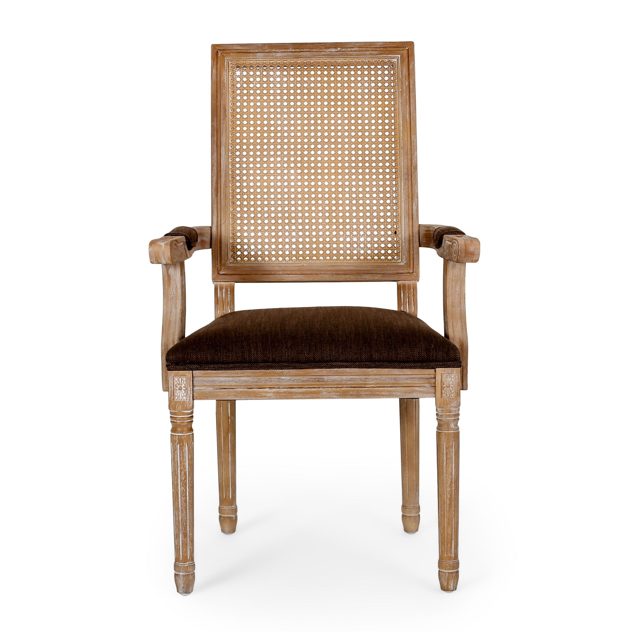 Elegant French Country Style Dining Chair With Cane Backrest