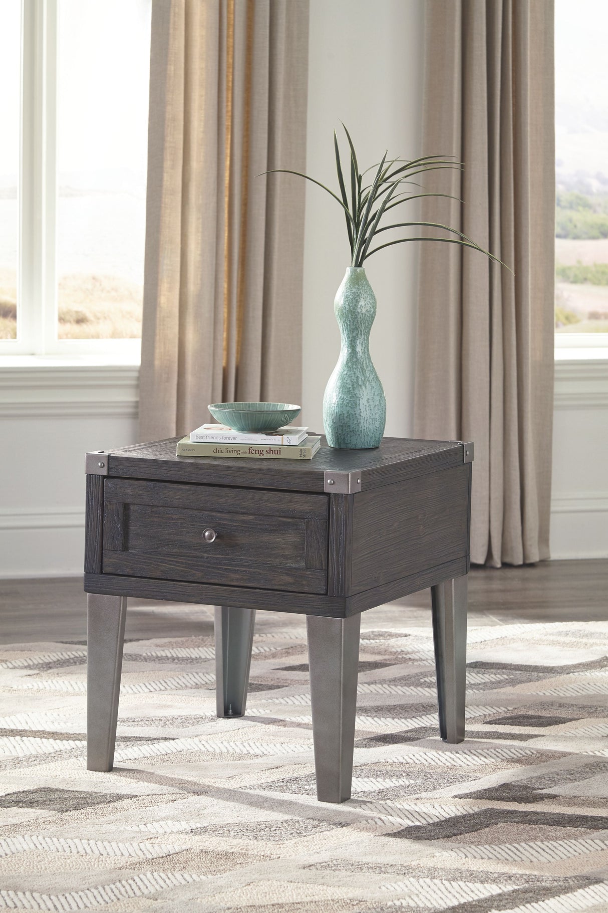 Ashley Furniture Todoe - Dark Gray - Rectangular End Table | Meri Furniture