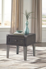 Ashley Furniture Todoe - Dark Gray - Rectangular End Table | Meri Furniture