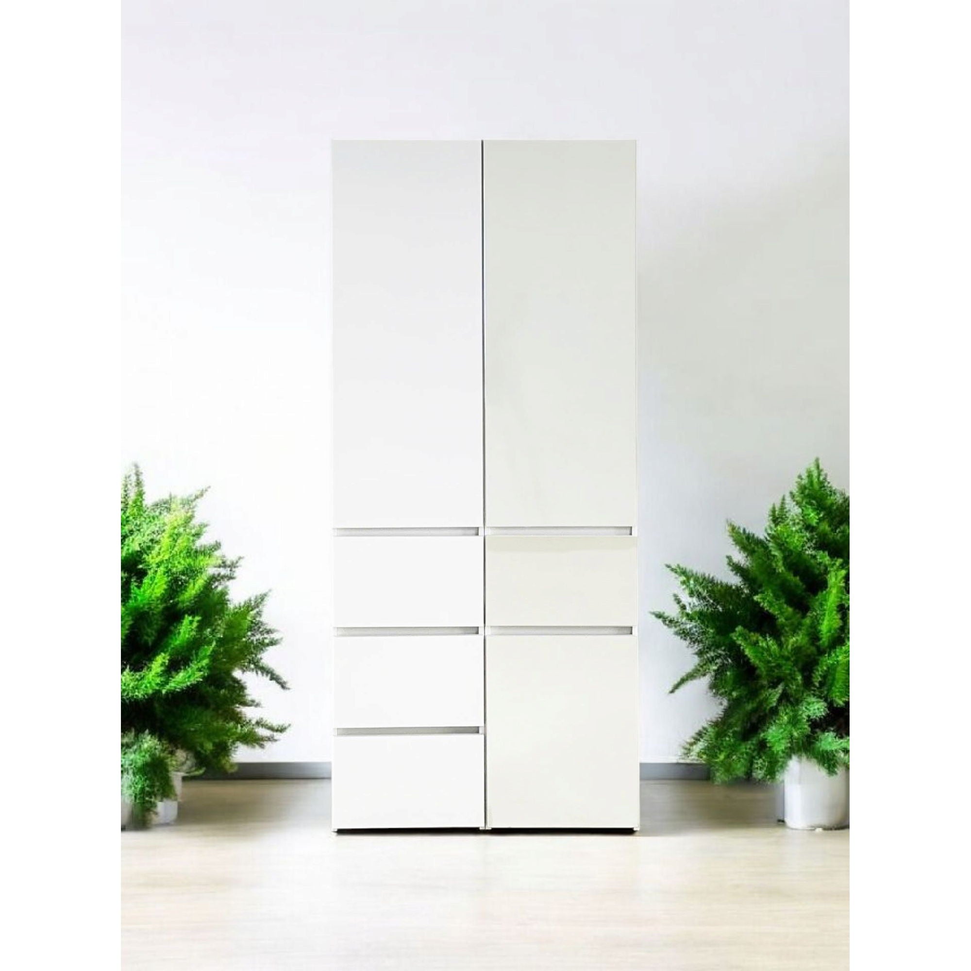 Elise - Slim Modular Wood Closet Cabinet With Drawers In Durable Melamine And Wood 71" Height - White