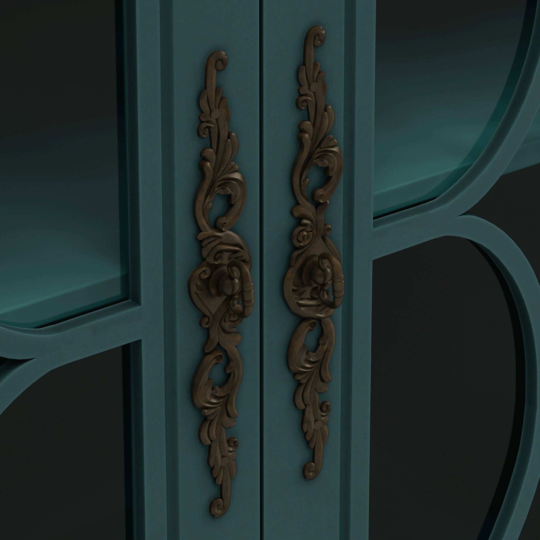 Elegant 4 Door Cabinet With Tempered Glass Doors