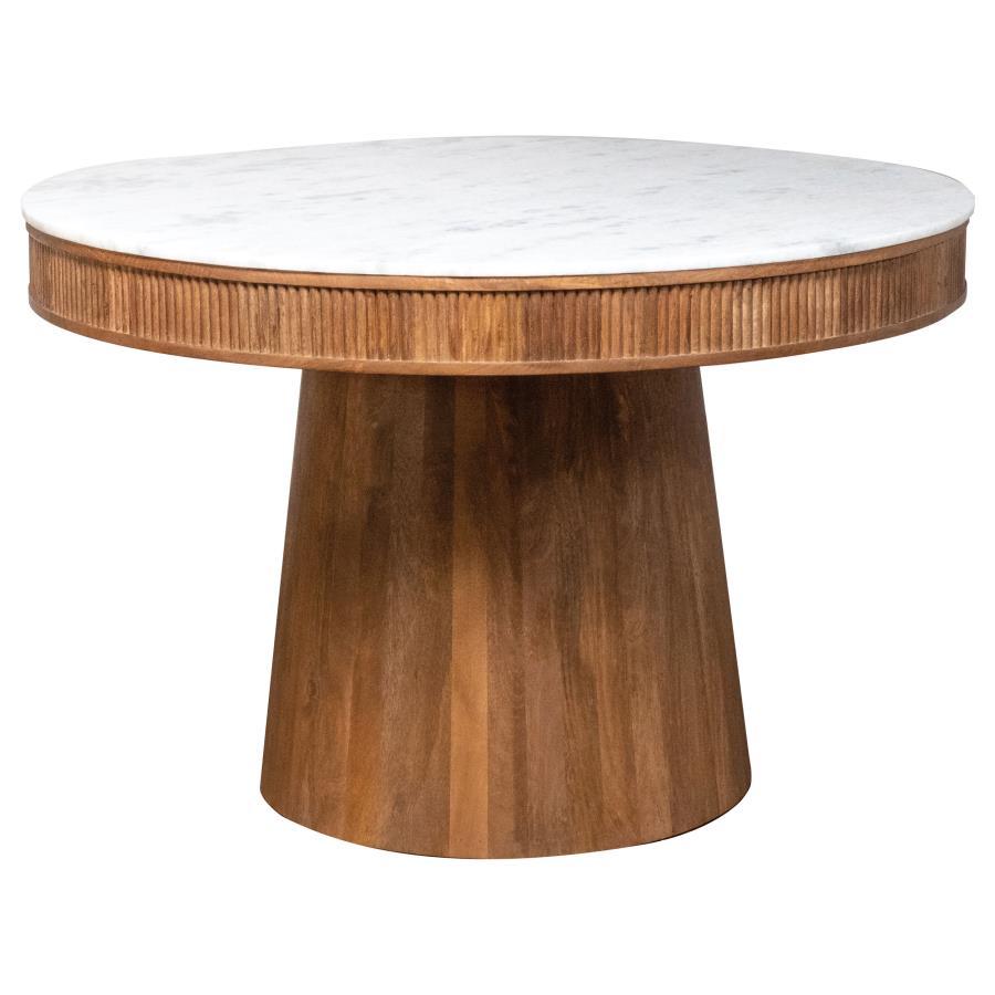 Coaster Fine Furniture Ortega - Round Marble Top Wood Dining Table - Natural | Meri Furniture
