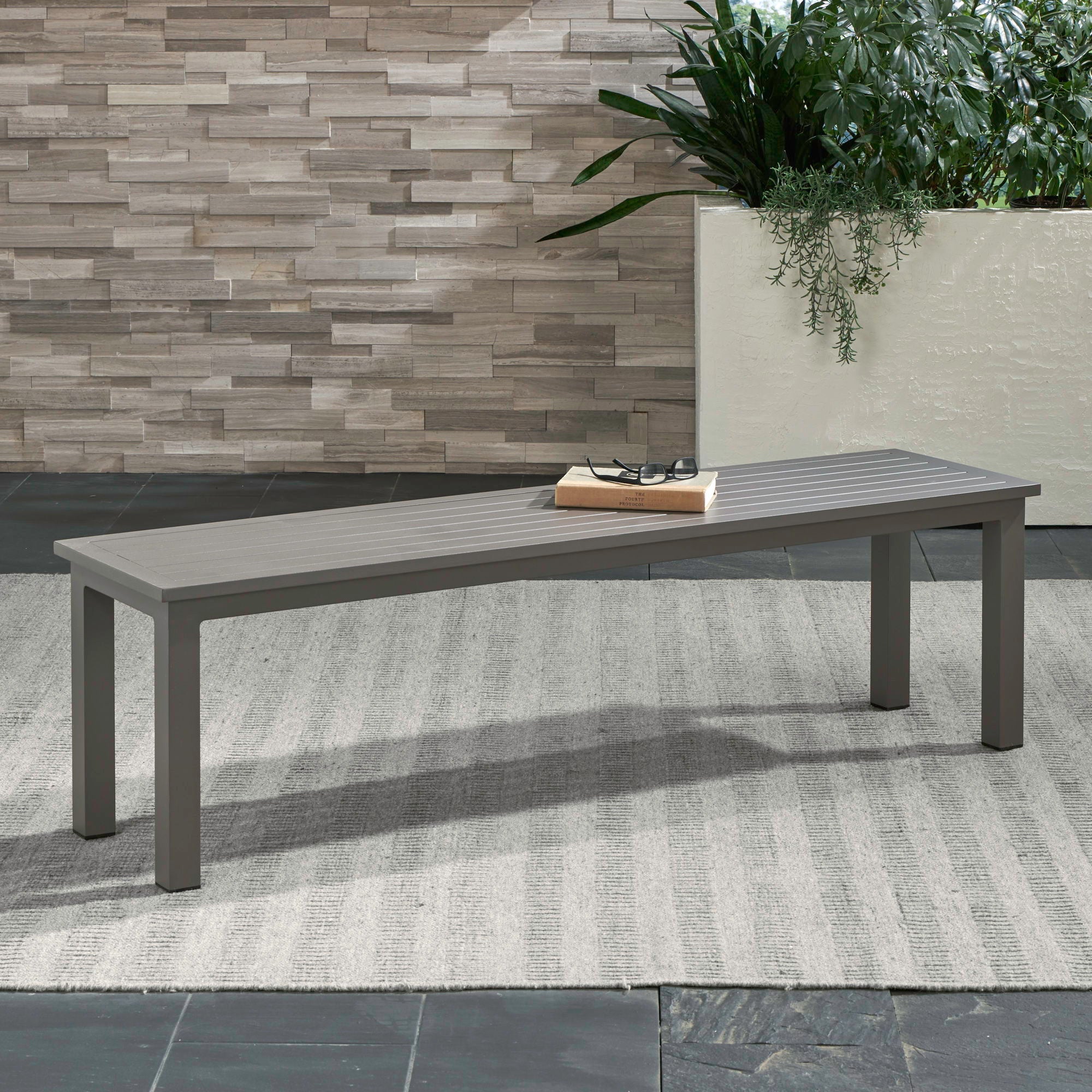 Liberty Furniture Plantation Key - Outdoor Dining Bench - Granite | Meri Furniture