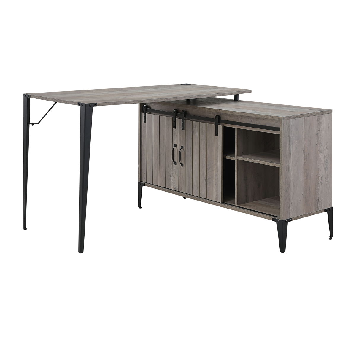 ACME Zakwani - Writing Desk - Gray Oak & Black Finish - 31" | Meri Furniture