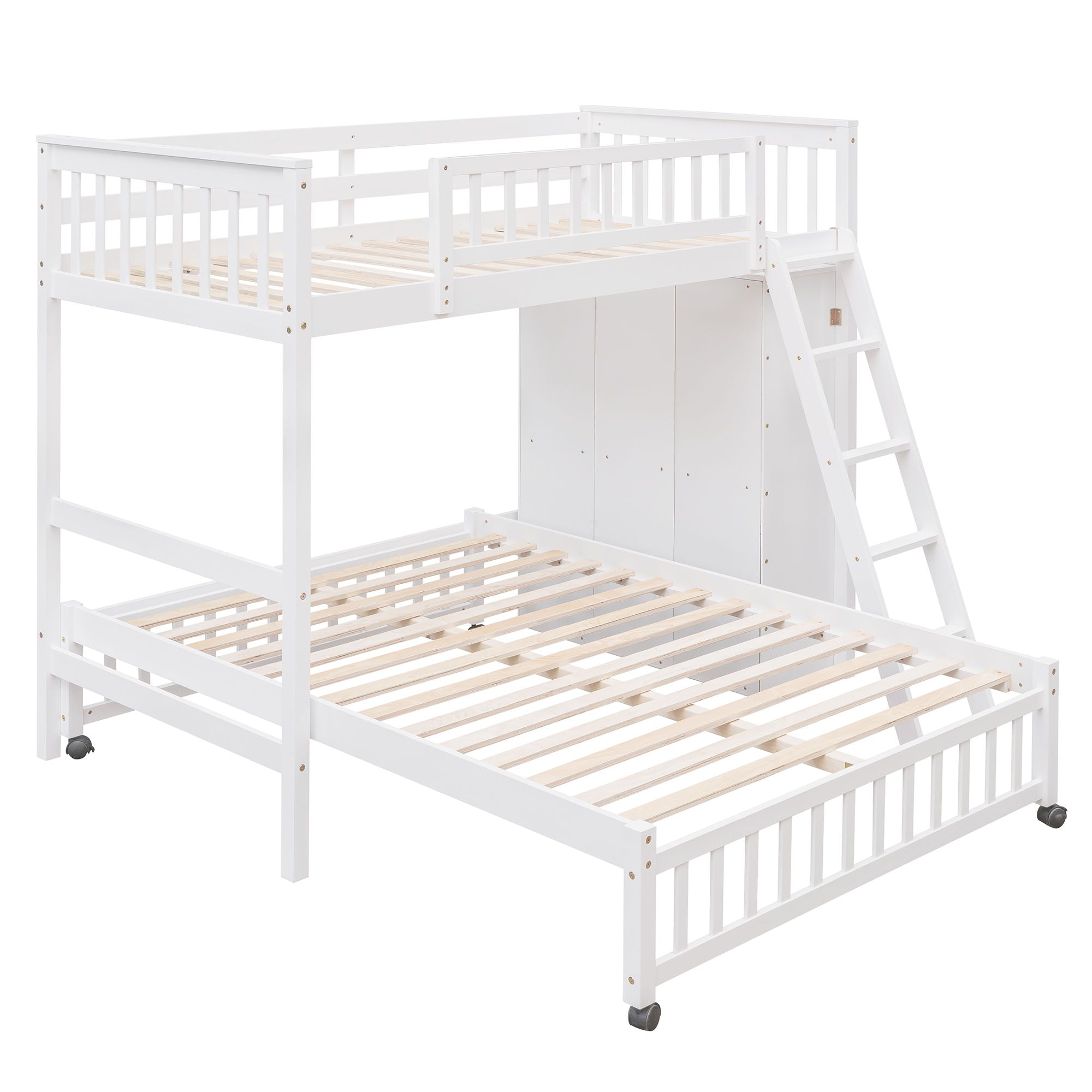Bunk Bed With 6 Drawers And Flexible Shelves, Bottom Bed With Wheels