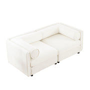 Stylish Chenille Sofa With Storage Seat And Cylindrical Backrest