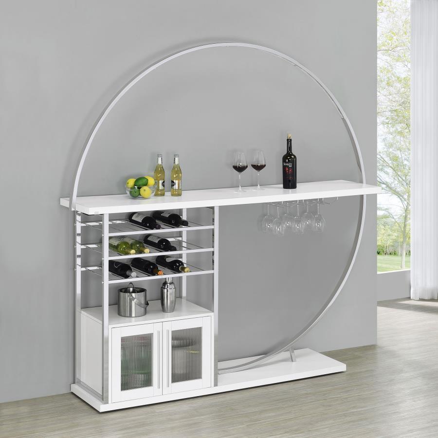 Coaster Fine Furniture Risley - 2-Door Circular LED Home Bar With Wine Storage | Meri Furniture