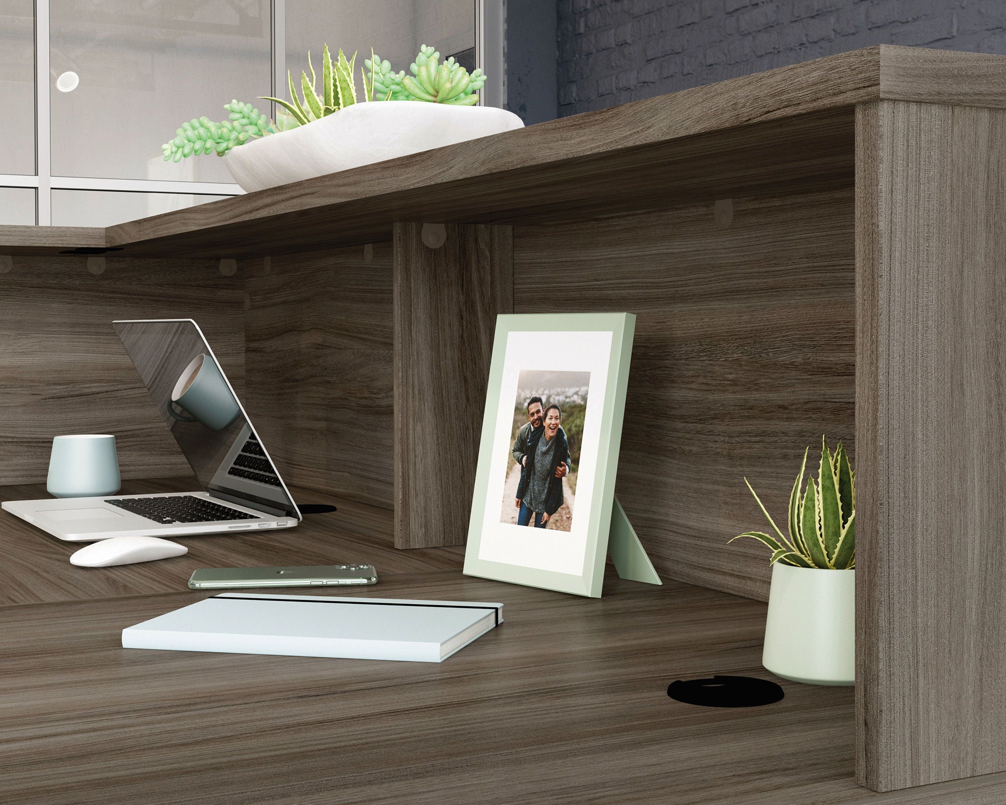 Reception Desktop Hutch in Hudson Elm