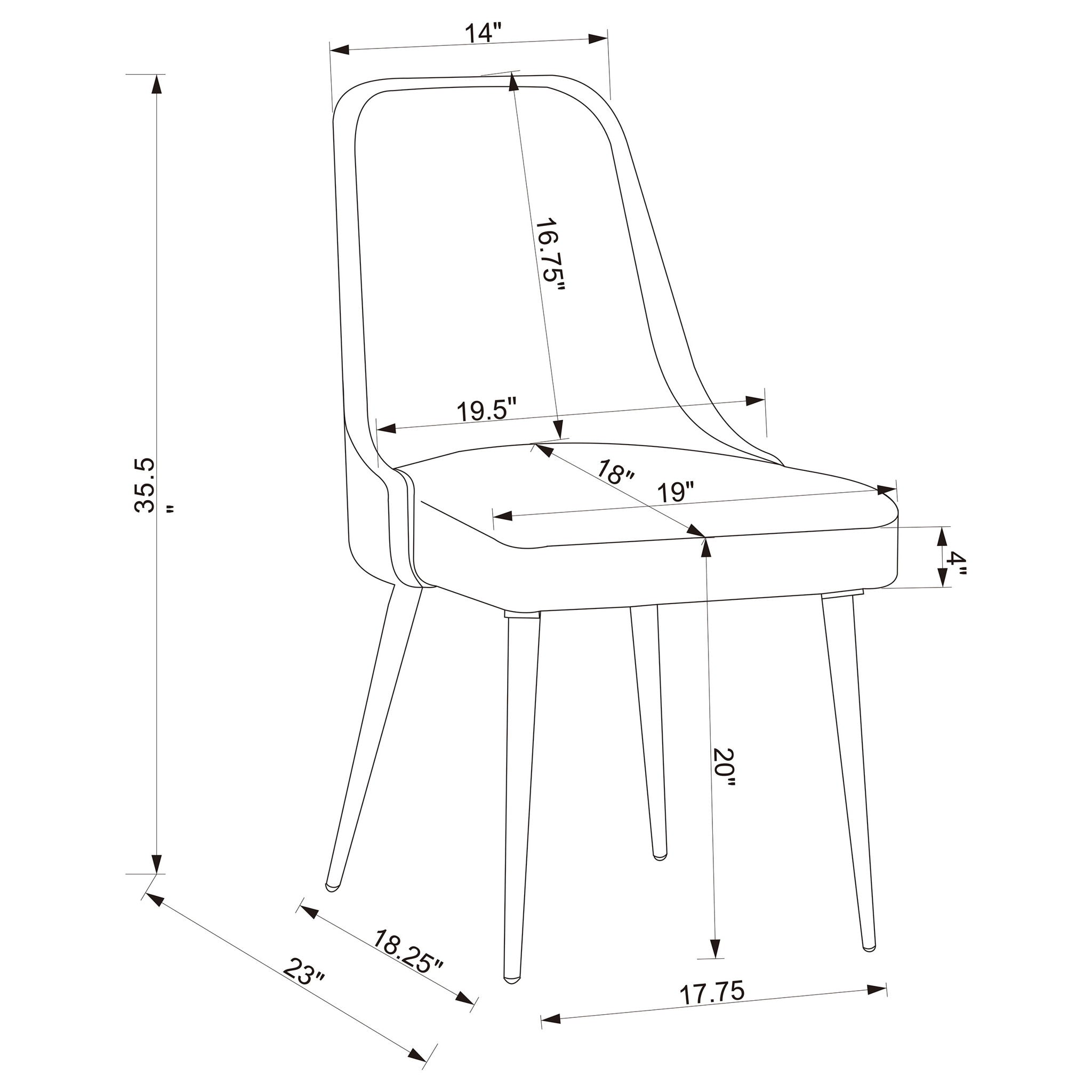 Padded Side Chair Of 2) With Upholstered Seat And Polished - Gray
