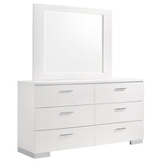 Coaster Fine Furniture Felicity - 6-Drawer Wood Dresser With Mirror - White High Gloss | Meri Furniture