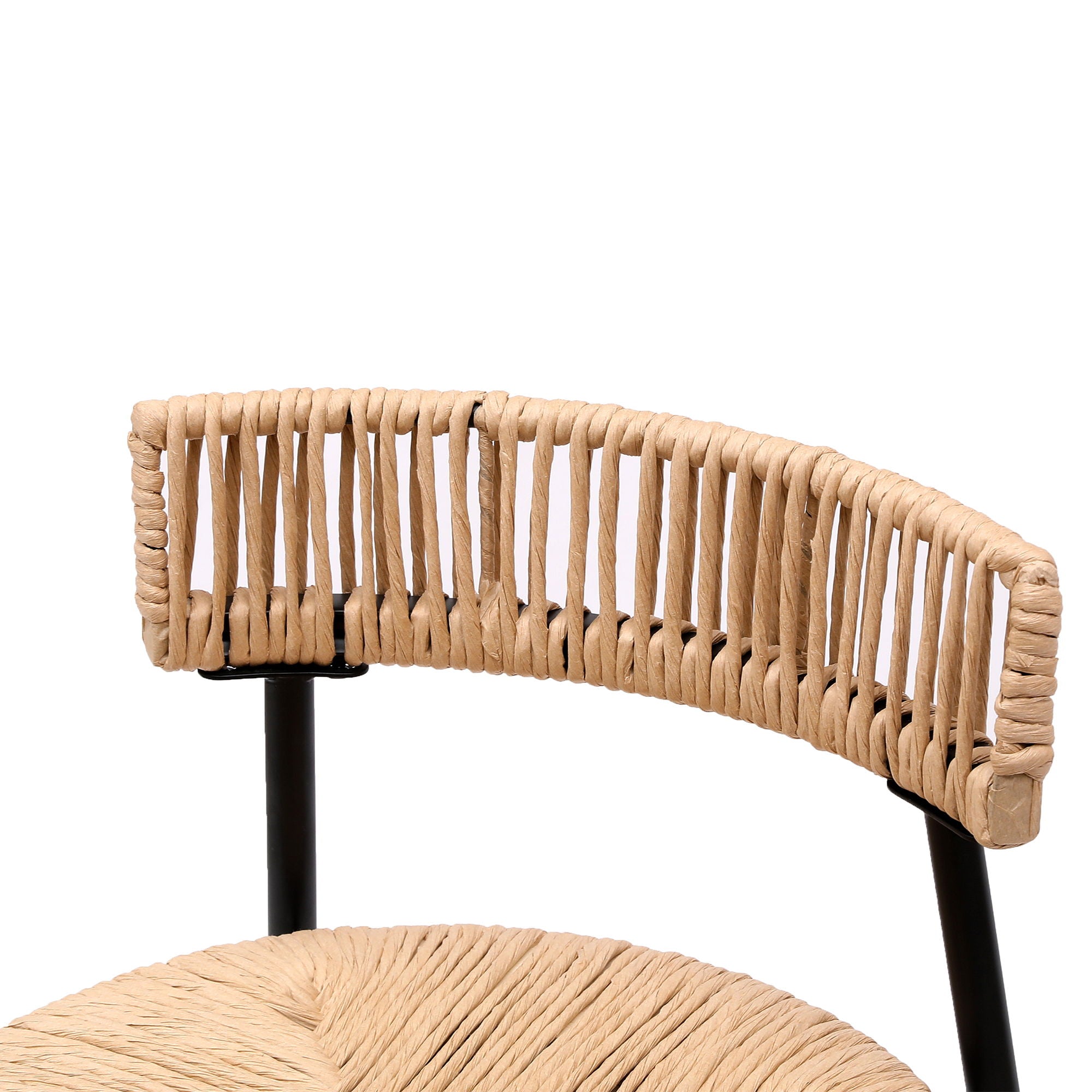 Boho Style Handwoven Paper Rope Counter Stools (Set of 2)