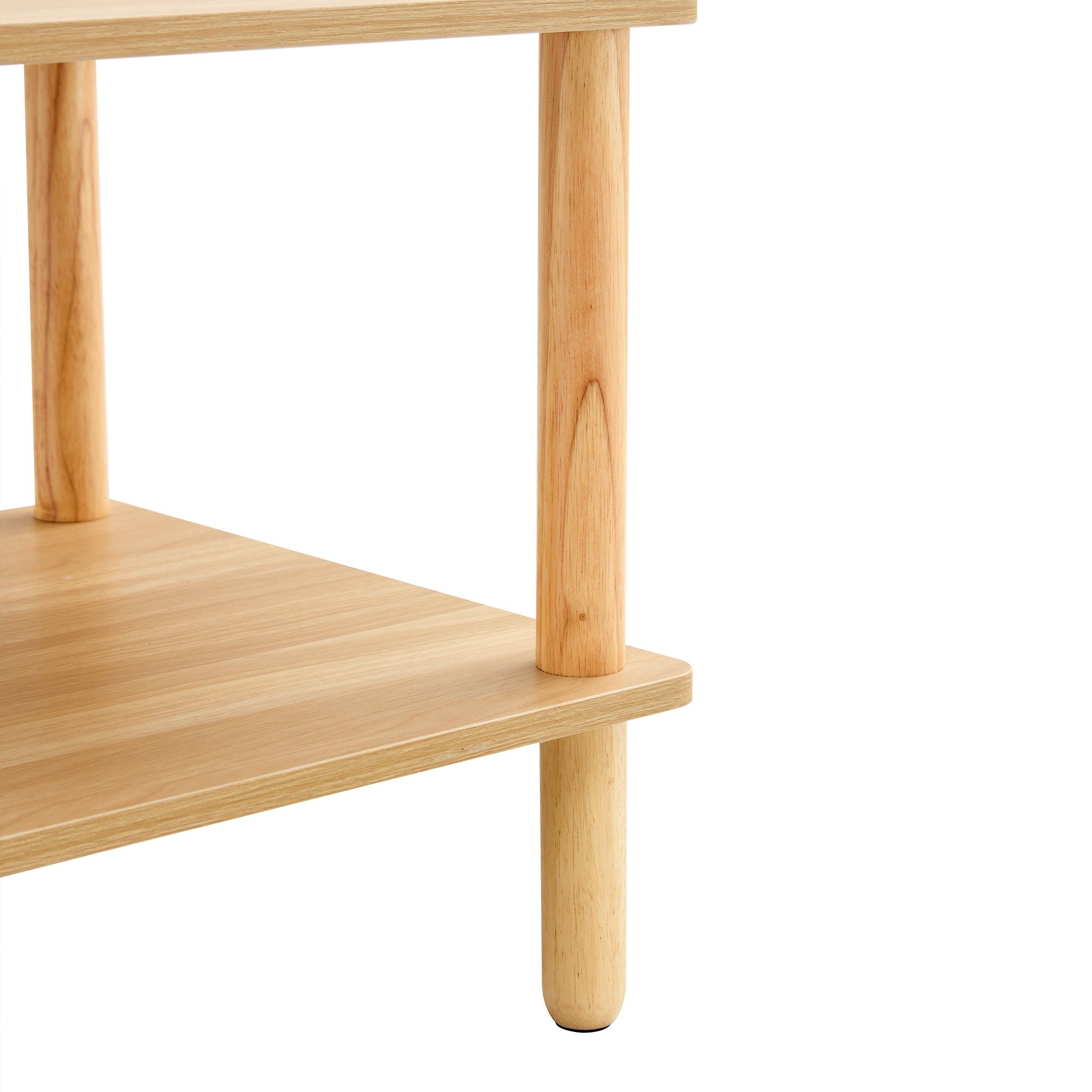 Modern 2 Tier, Rectangular Center Coffee Table With Open Storage Shelf, Rounded Legs