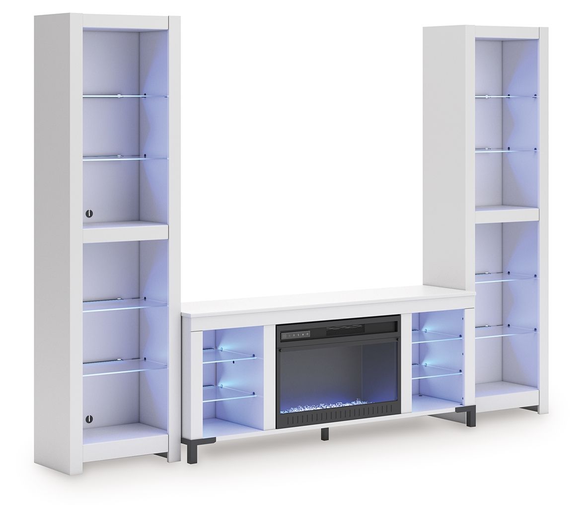 Signature Design by Ashley® Brollevi - White - 3-Piece Entertainment Center | Meri Furniture