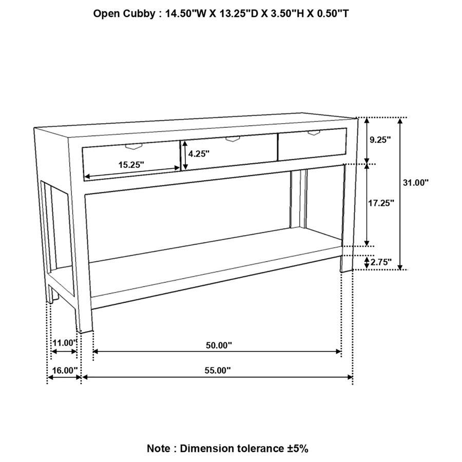 Coaster Fine Furniture Esther - 3-Drawer Wood Console Table - Natural Sheesham | Meri Furniture