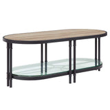 Brantley - Coffee Table - Oak & Sandy Black Finish - Metal - 18"