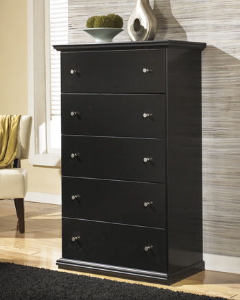 Maribel - Black - Five Drawer Chest