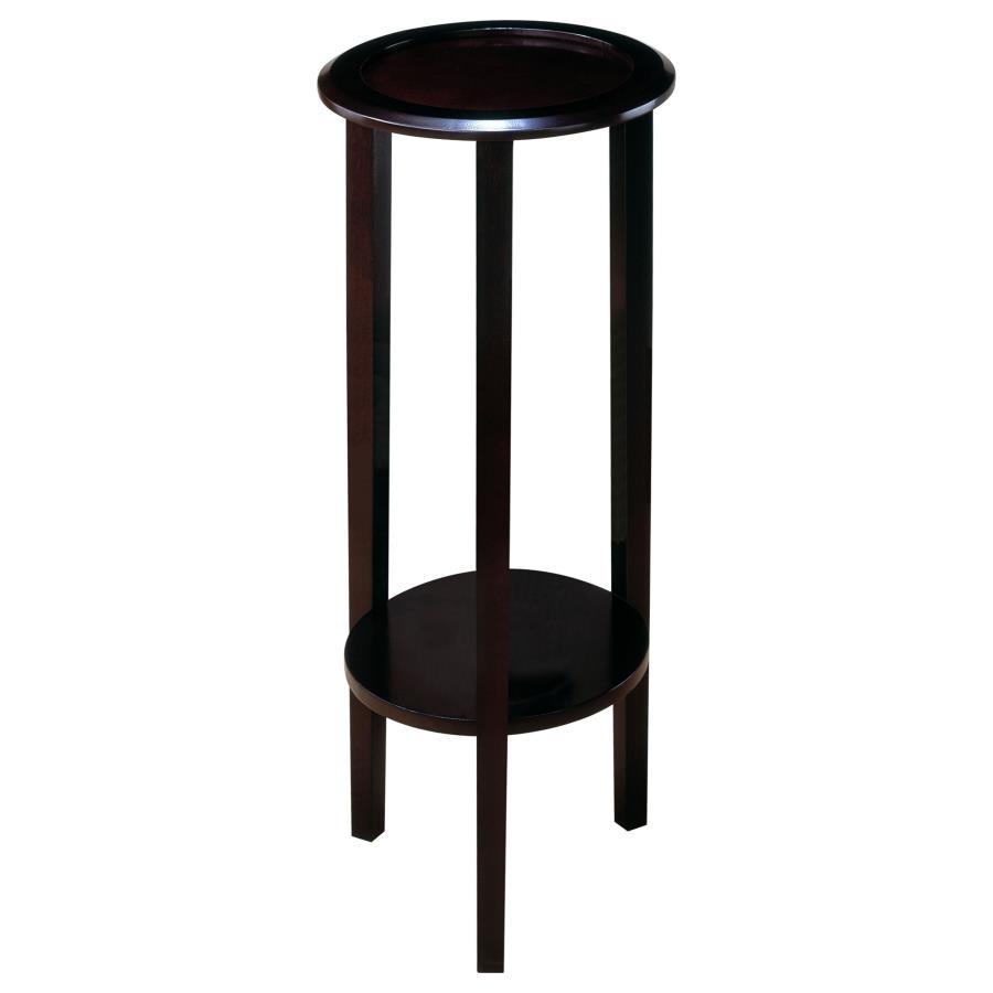 Coaster Fine Furniture Kirk - 1-Shelf Round Wood Plant Stand Side Table - Espresso | Meri Furniture