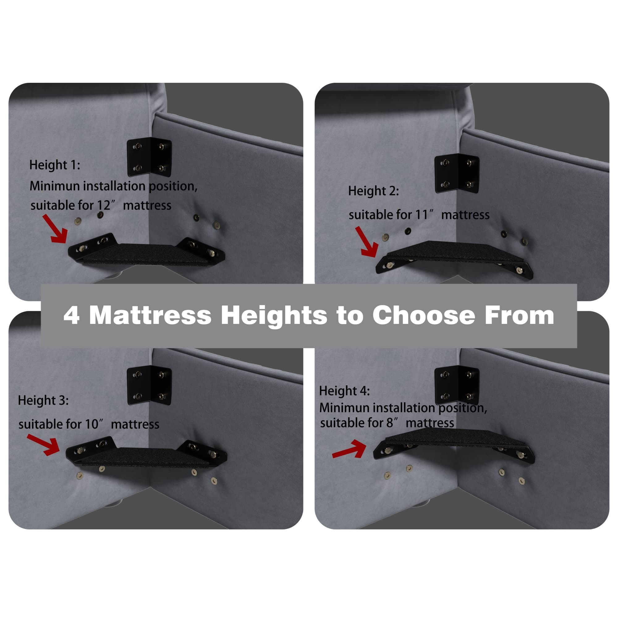 Upholstered Platform Bed With Special Shaped Velvet Headboard