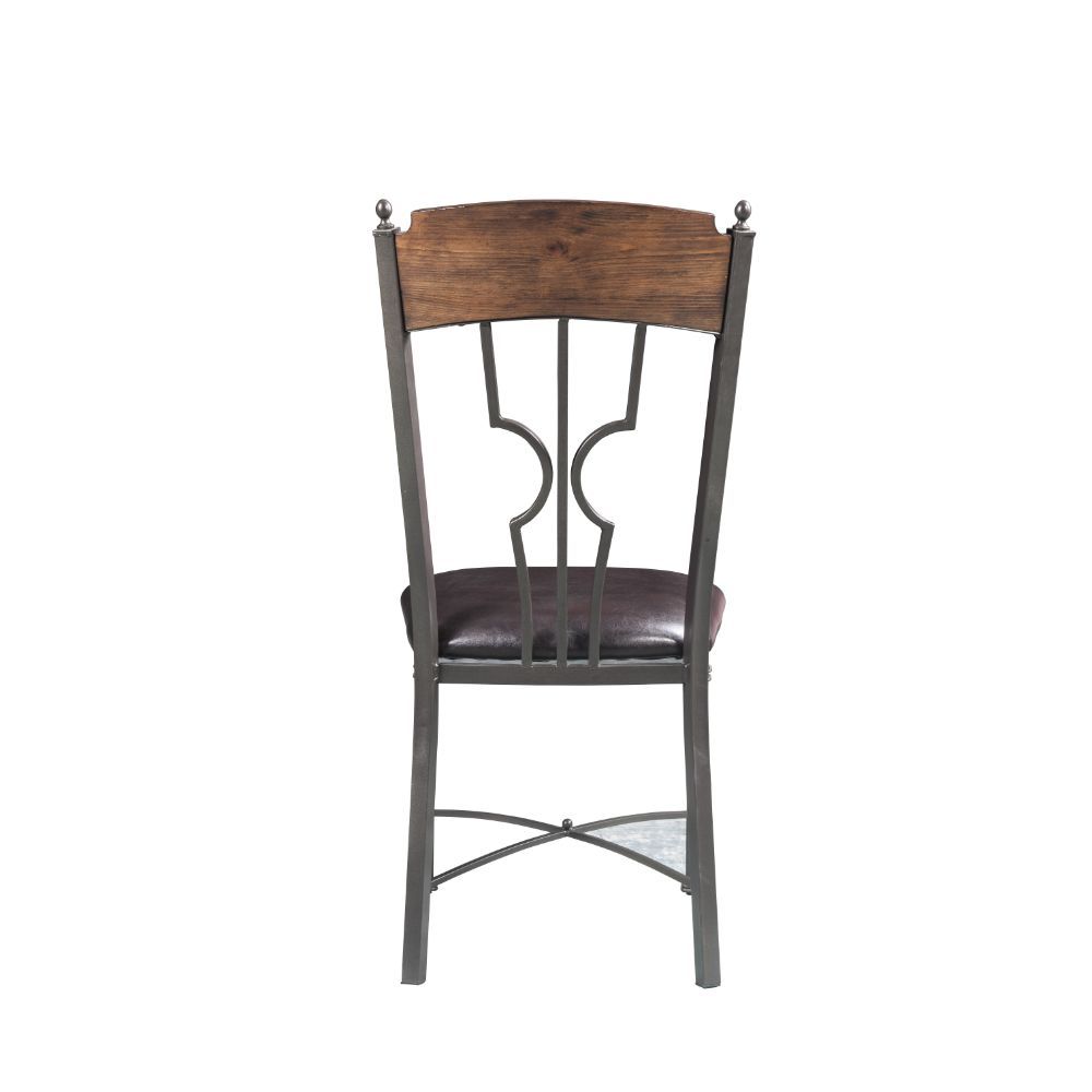 ACME Lynlee - Side Chair (Set of 2) - Espresso PU & Dark Bronze | Meri Furniture