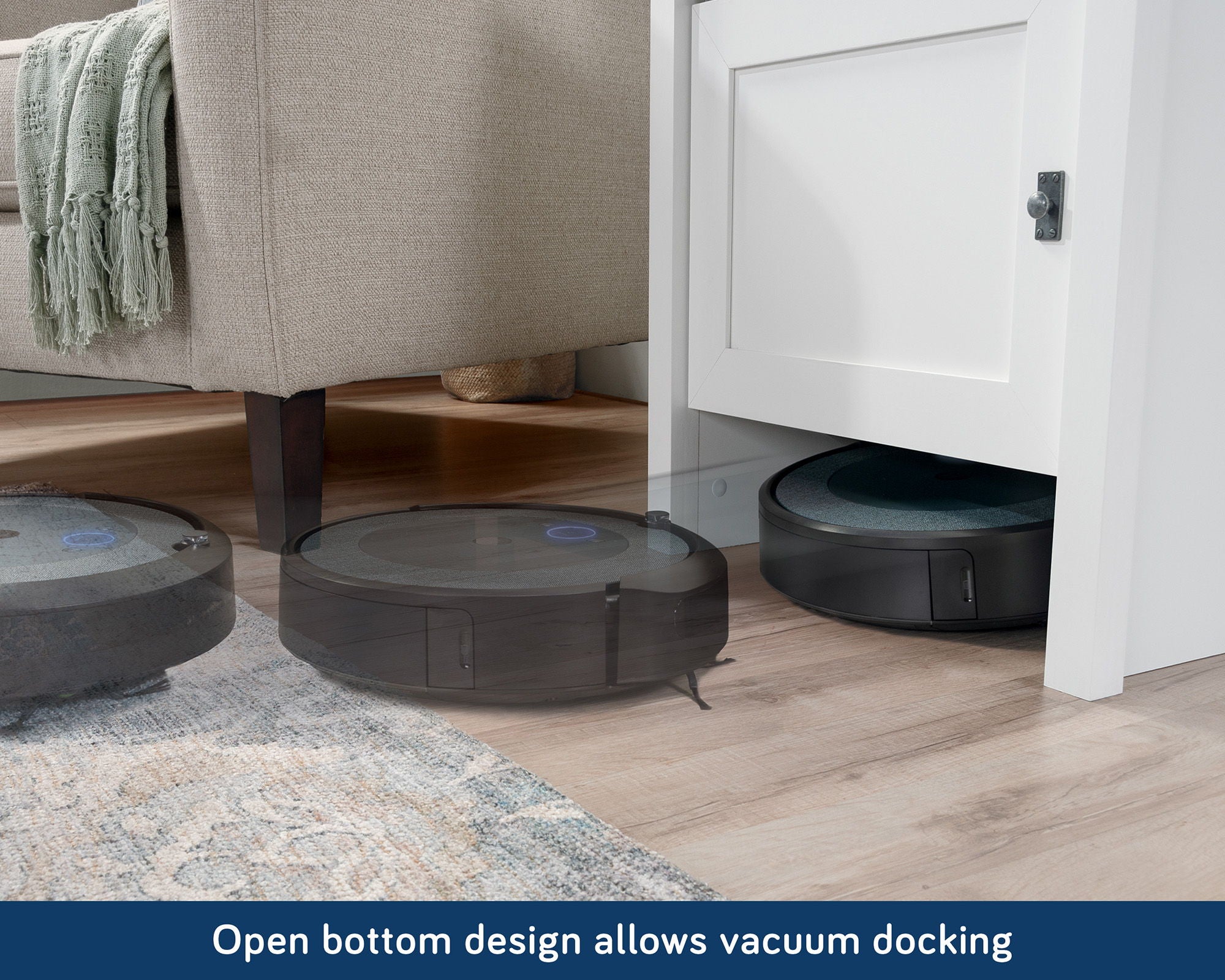 Robot Vacuum Storage Side Table in Soft White