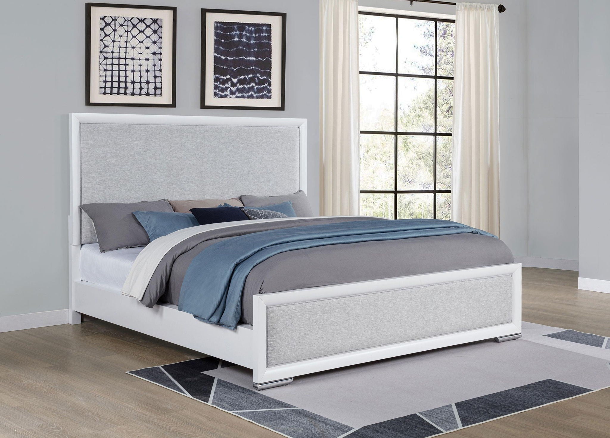 Gracemont 57-inch California King Panel Bed Grey and White