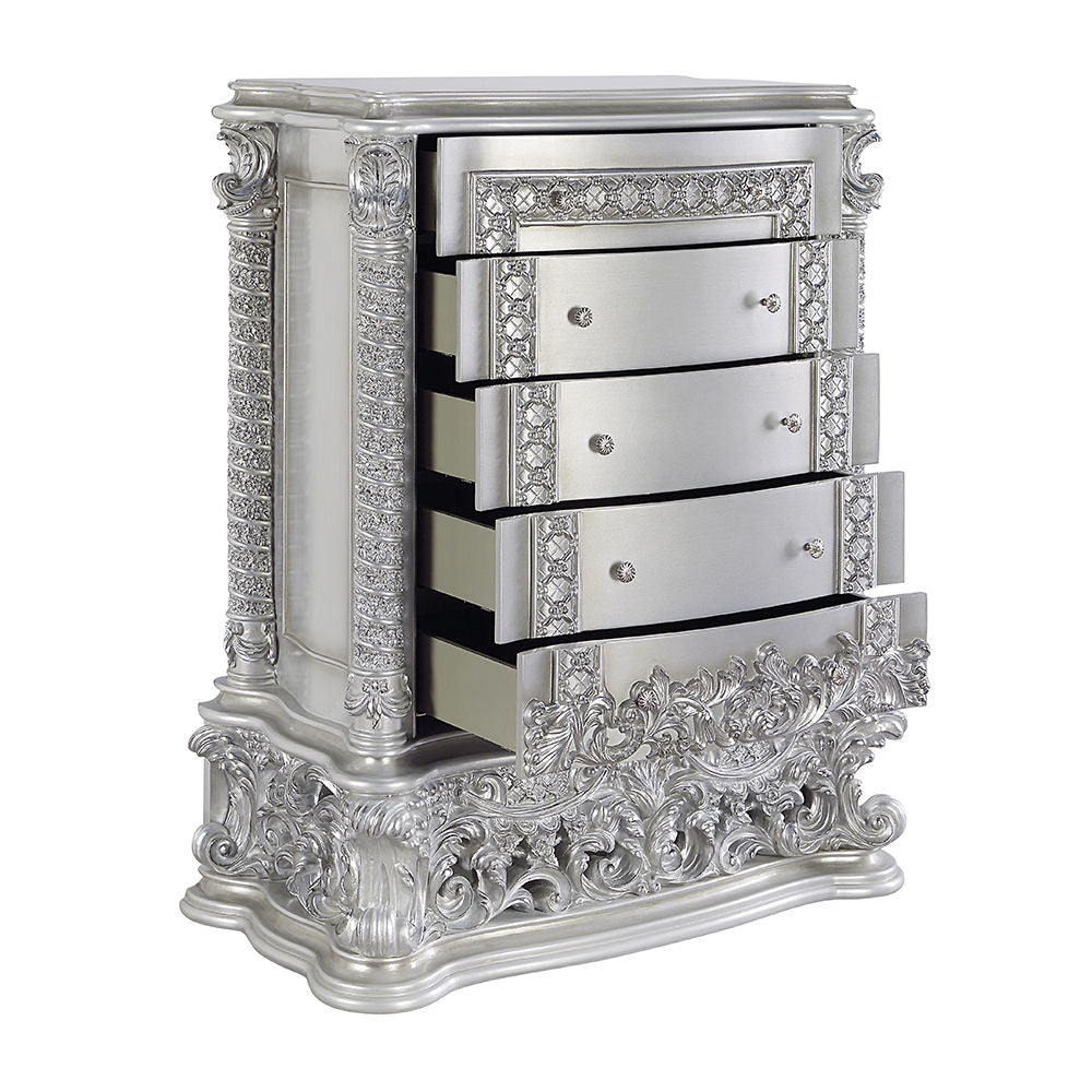 ACME Valkyrie - Chest - PU, Light Gold & Gray Finish | Meri Furniture
