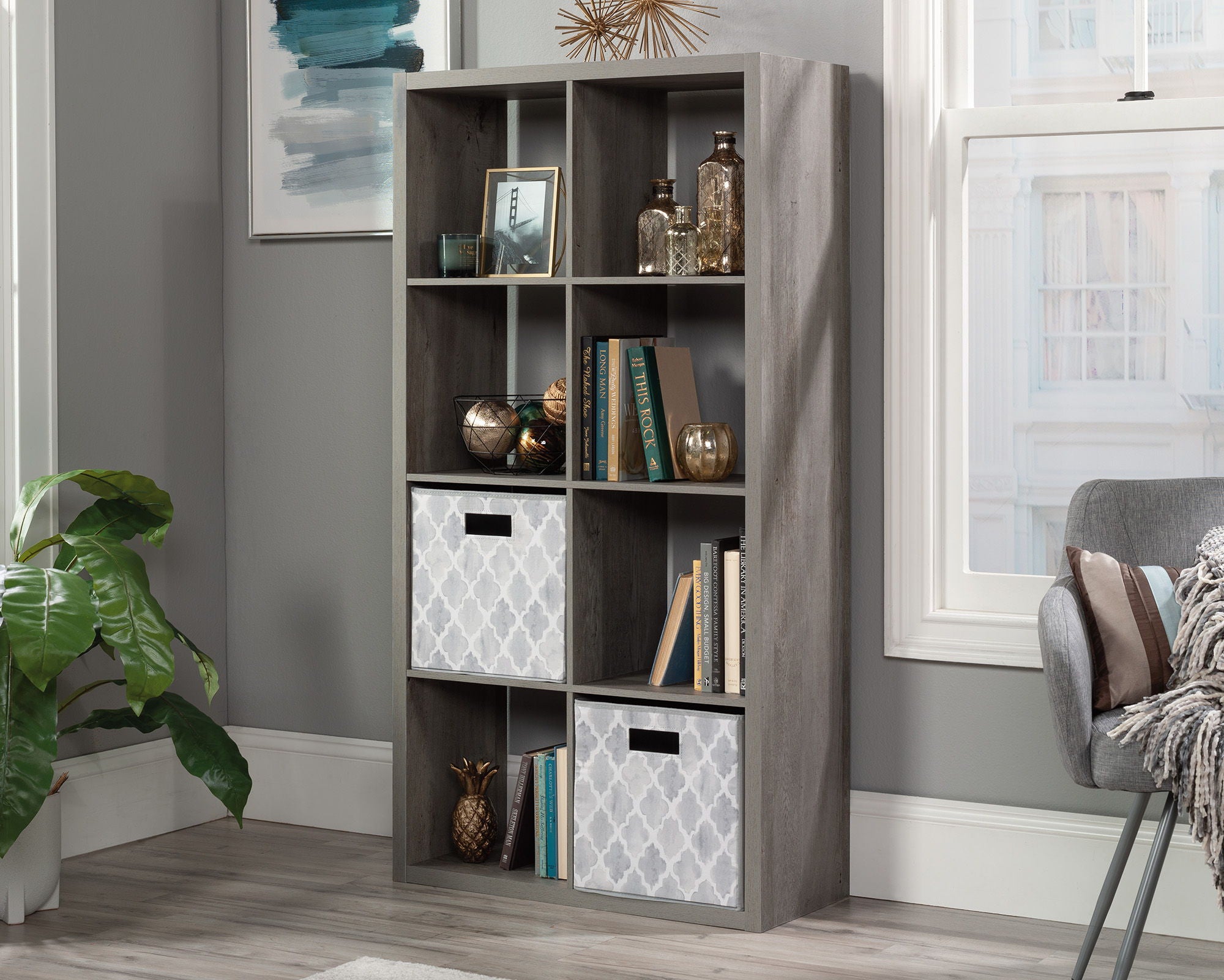 8-Cube Organizer Storage Bookshelf Mystic Oak