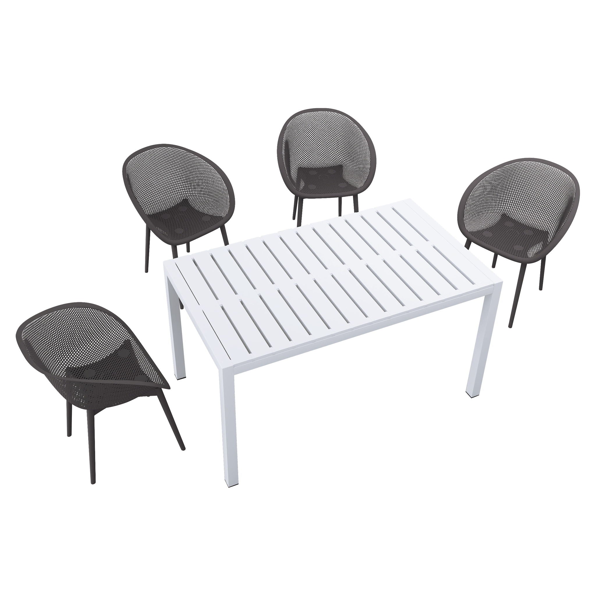 4 Pack Lounge Chair Set With Long Table