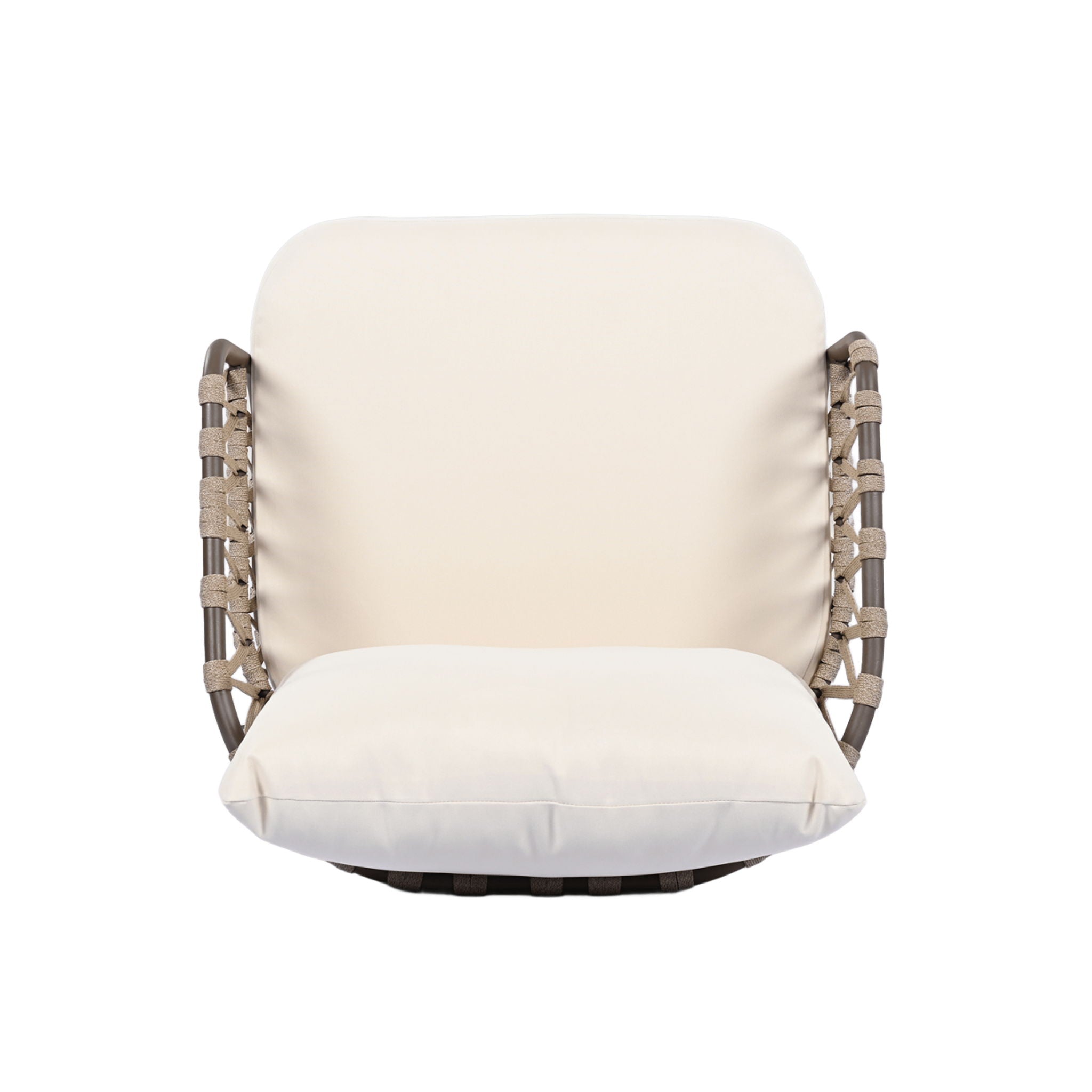 4 Piece Outdoor Patio Furniture Set, Metal Chairs With Woven Rope U Shaped Backrest