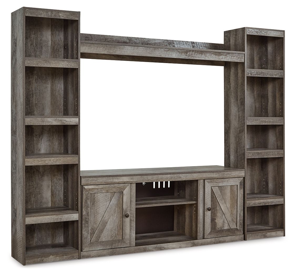 Signature Design by Ashley® Wynnlow - Gray - 4-Piece Entertainment Center With LG TV Stand W/Fireplace Option | Meri Furniture