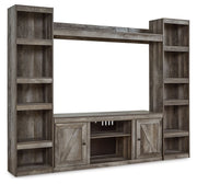 Signature Design by Ashley® Wynnlow - Gray - 4-Piece Entertainment Center With LG TV Stand W/Fireplace Option | Meri Furniture