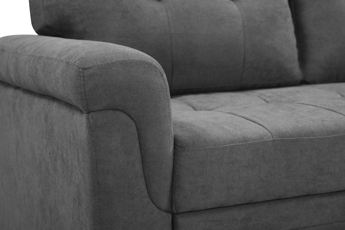 Lucca 84"W Gray Fabric Reversible Sectional Sleeper Sofa Chaise with Storage