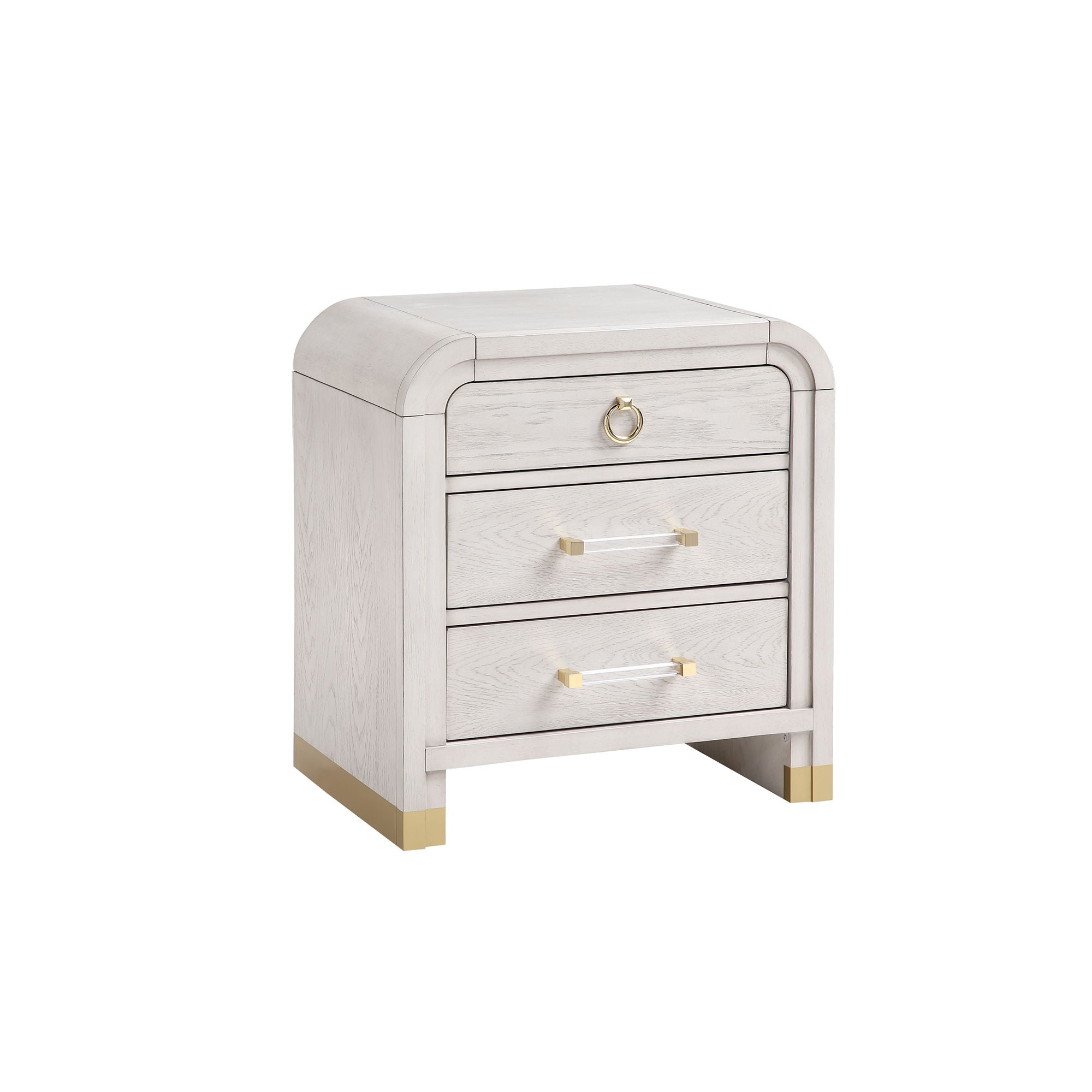 Malco - Nightstand With Spacious Drawer And Gold Metal Fluted Detailing - Black White