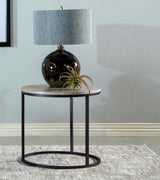 Coaster Fine Furniture Lainey - Round Faux Marble Side End Table - Gray | Meri Furniture