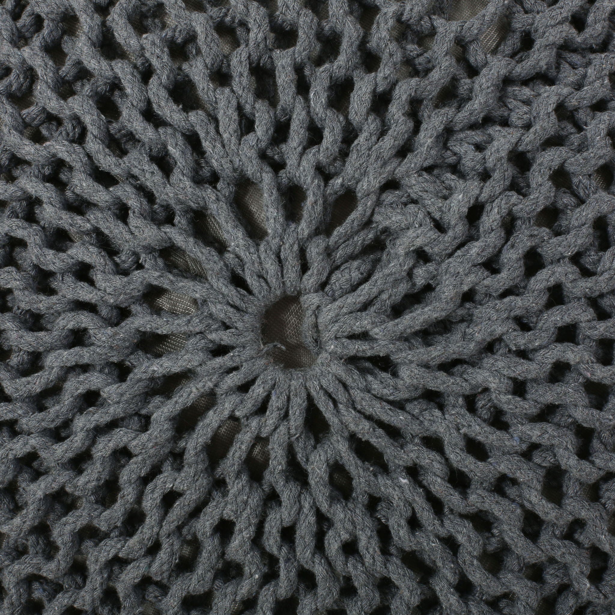 Bordeaux - Knitted Cotton Round Pouf, Versatile Ottoman And Floor Cushion