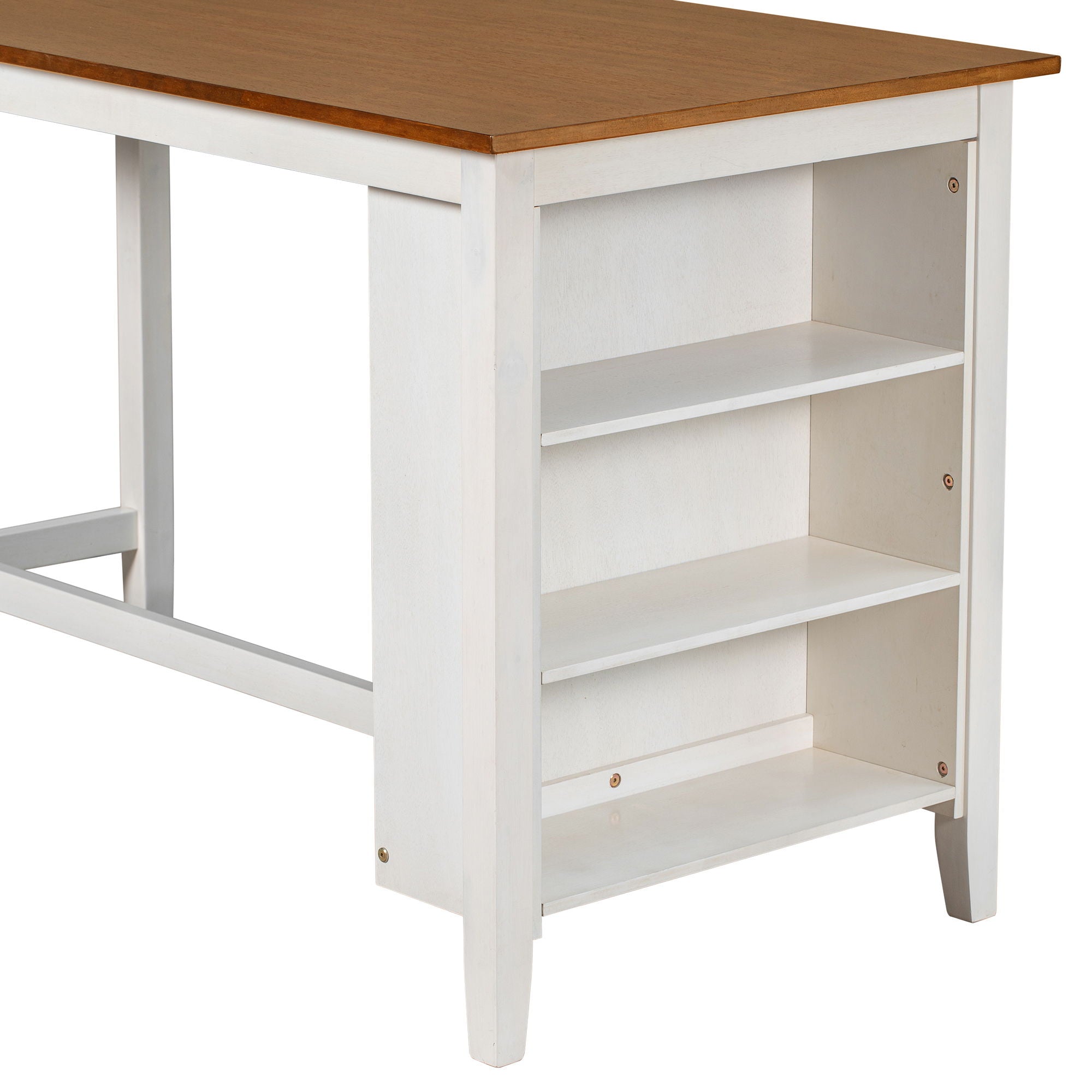 5 Pieces Counter Height Rustic Farmhouse Dining Room Wooden Bar Table Set With 2 Stools And 2 Chairs