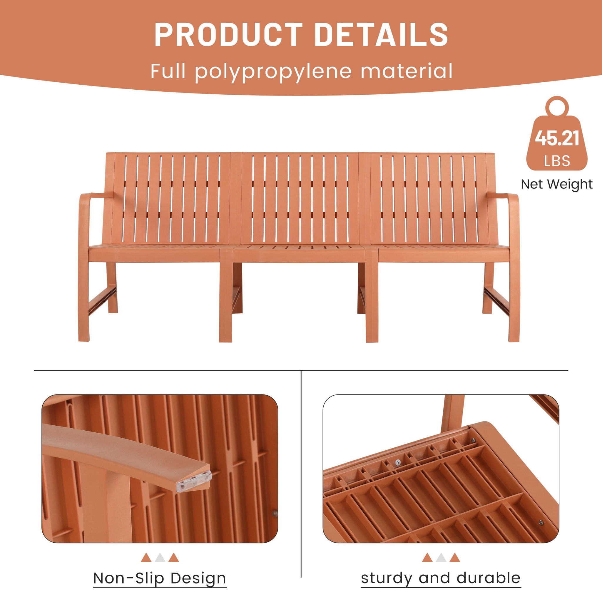 1 Piece Indoor / Outdoor 3 Seater Sofa, UV-Resistant, Waterproof And Durable