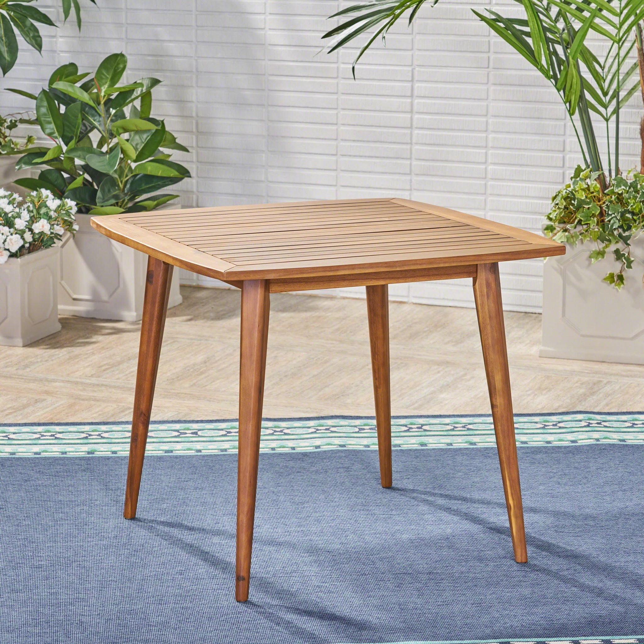 Modern Indoor Square Acacia Wood Dining Table With Toothpick Leg Design