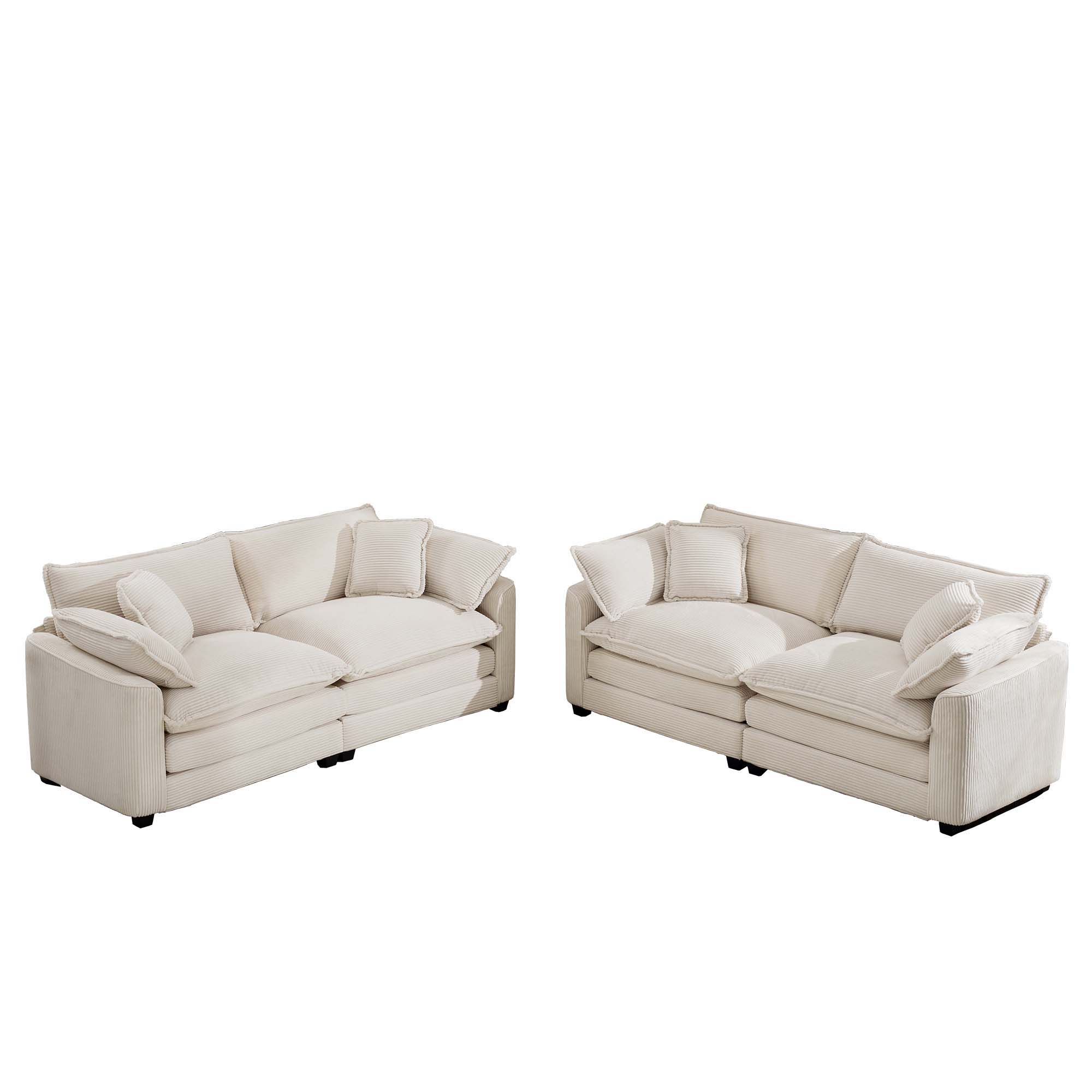 Elegant Corduroy Oversized Sectional Sofa Set With Deep Seats And Flexible Layout