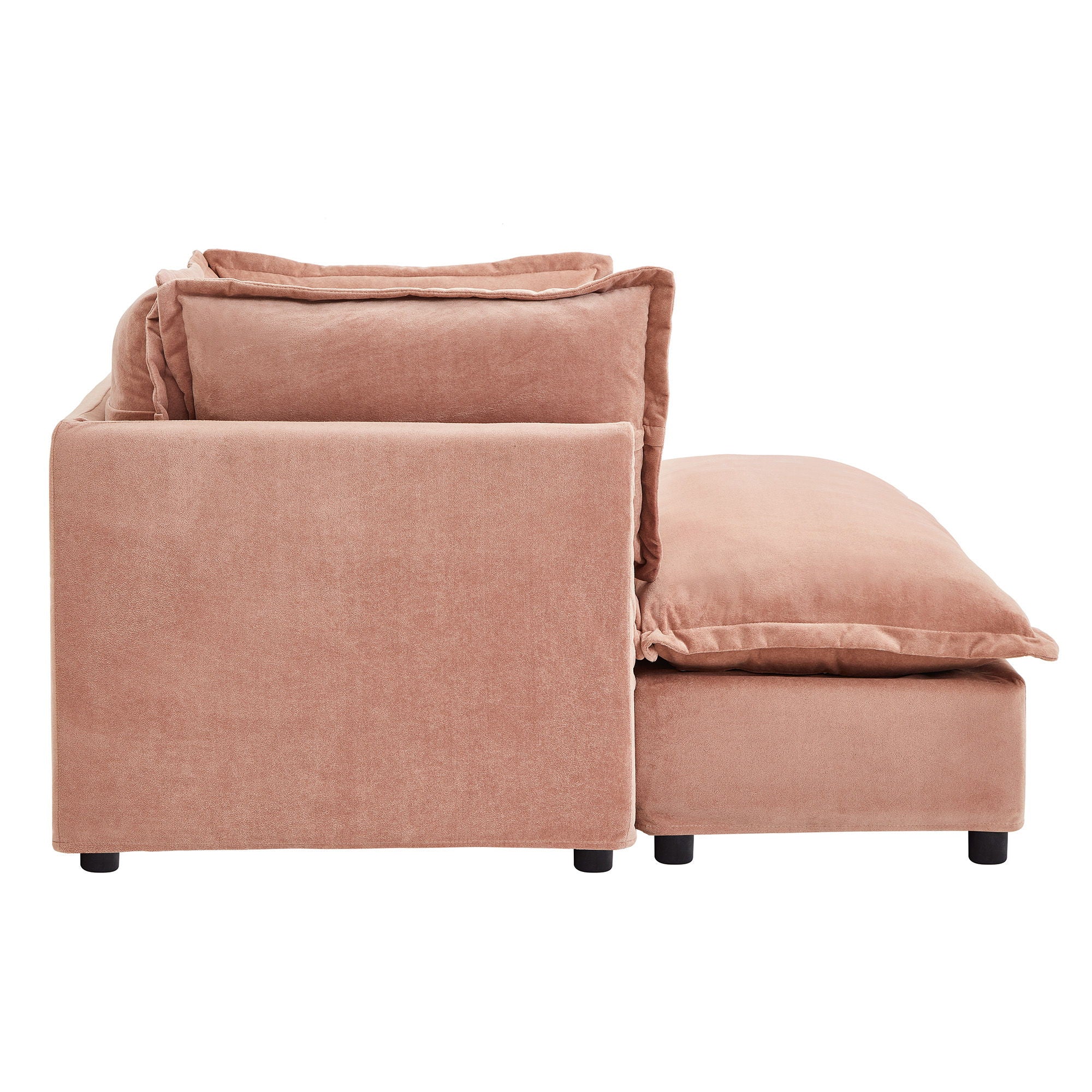 Modern Cozy Upholstered Armchair Sofa With Movable Ottoman