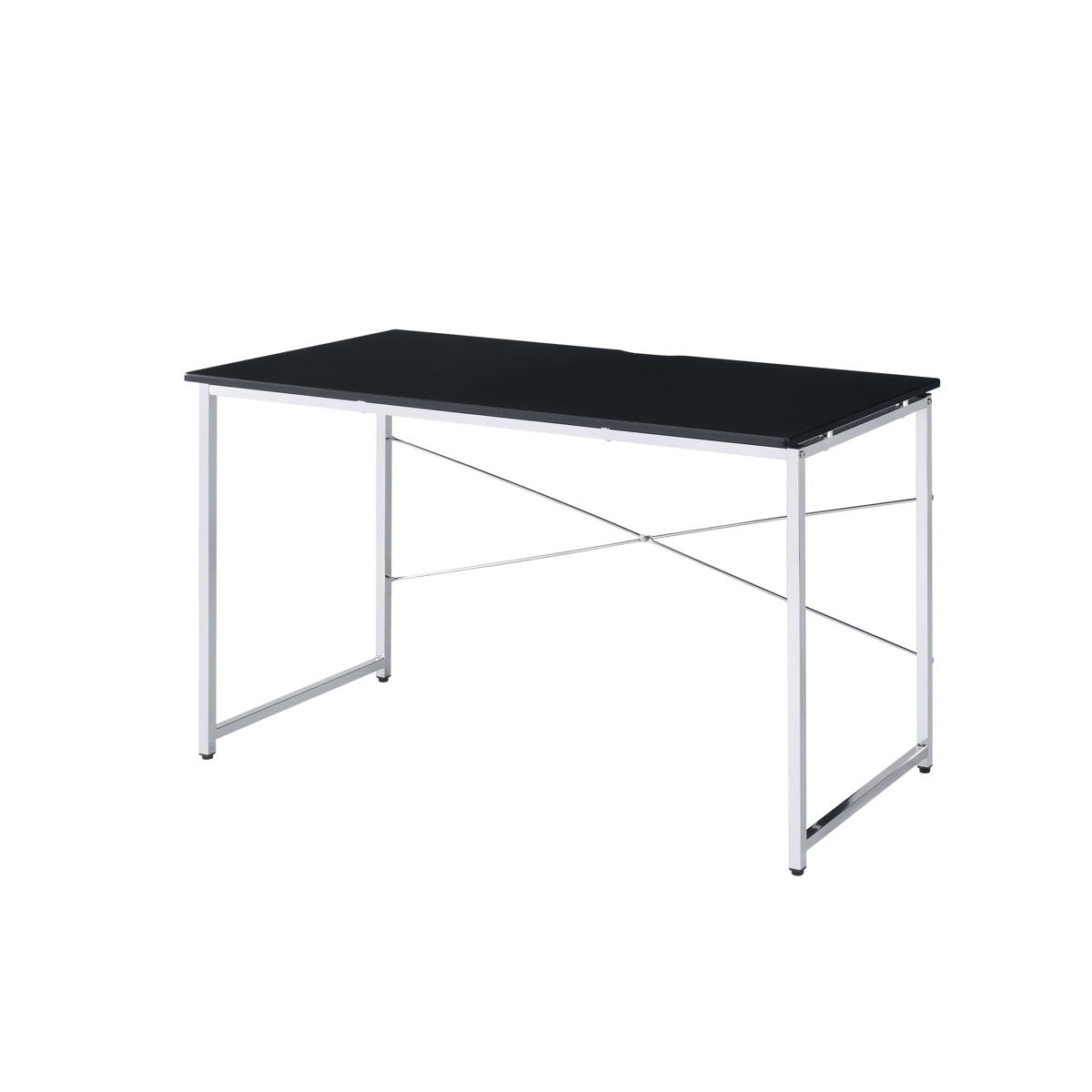 ACME Rectangular Writing DeskModern Concise Design Chrome Metal Frame X-Shape Cross Bar4 Tier Shelf Book Case | Meri Furniture