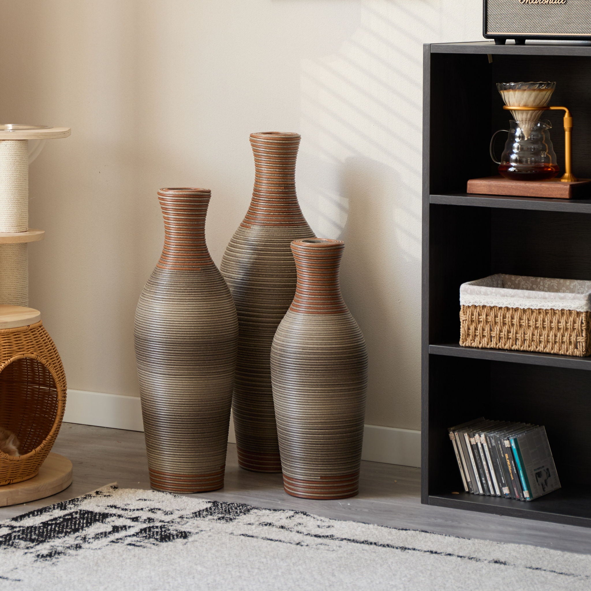 Classic And Neat Floor Vase, High Independent Flower Stand (Set of 3)