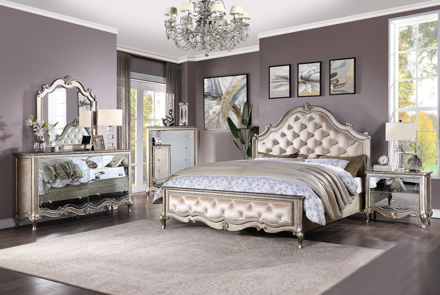 ACME Esteban - Mirror - Antique Champagne | Meri Furniture