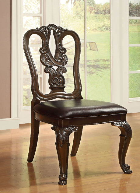 Furniture of America Bellagio - Wooden Side Chair (Set of 2) - Brown Cherry / Brown | Meri Furniture