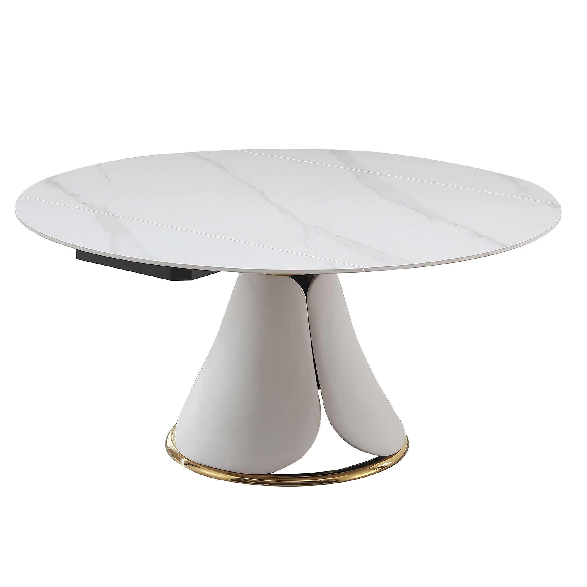 Fashion Modern Sintered Stone Dining Table With Multi Functional Retractable Design - White