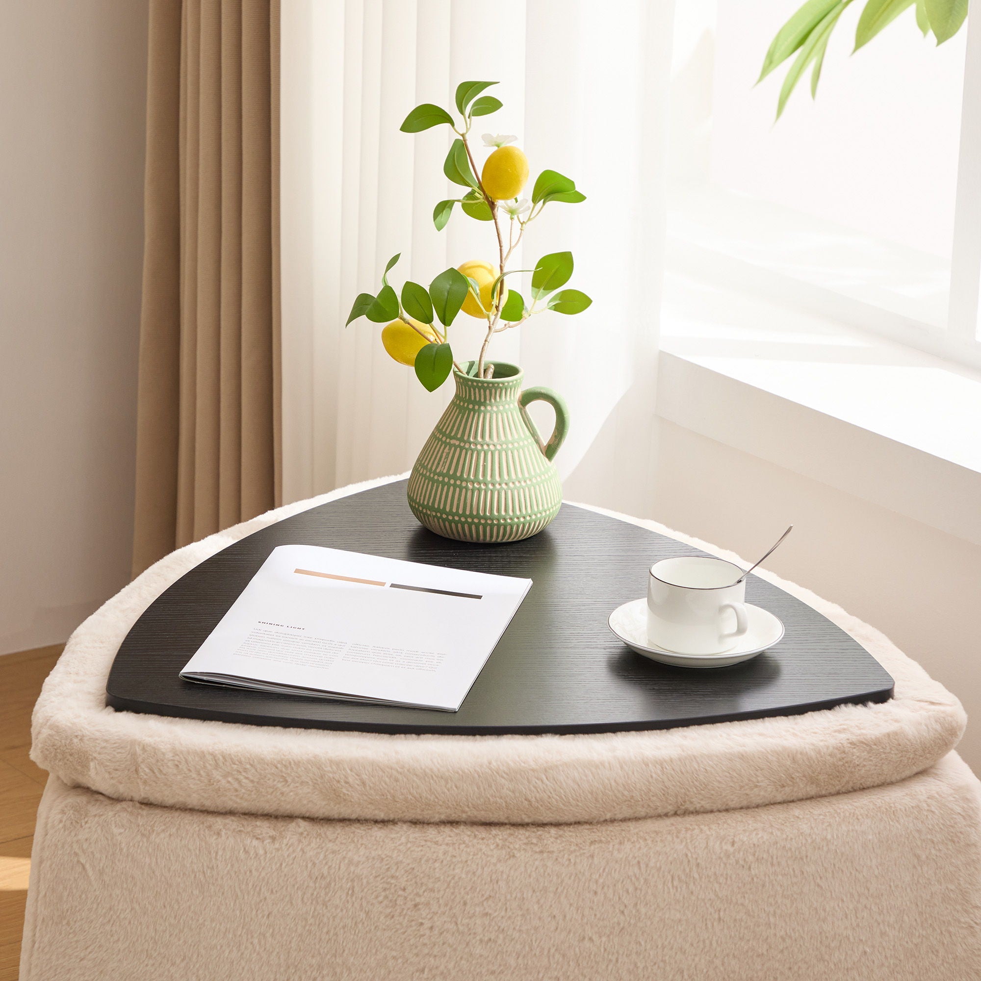 Upholstered Storage Ottoman Set With Reversible Lid