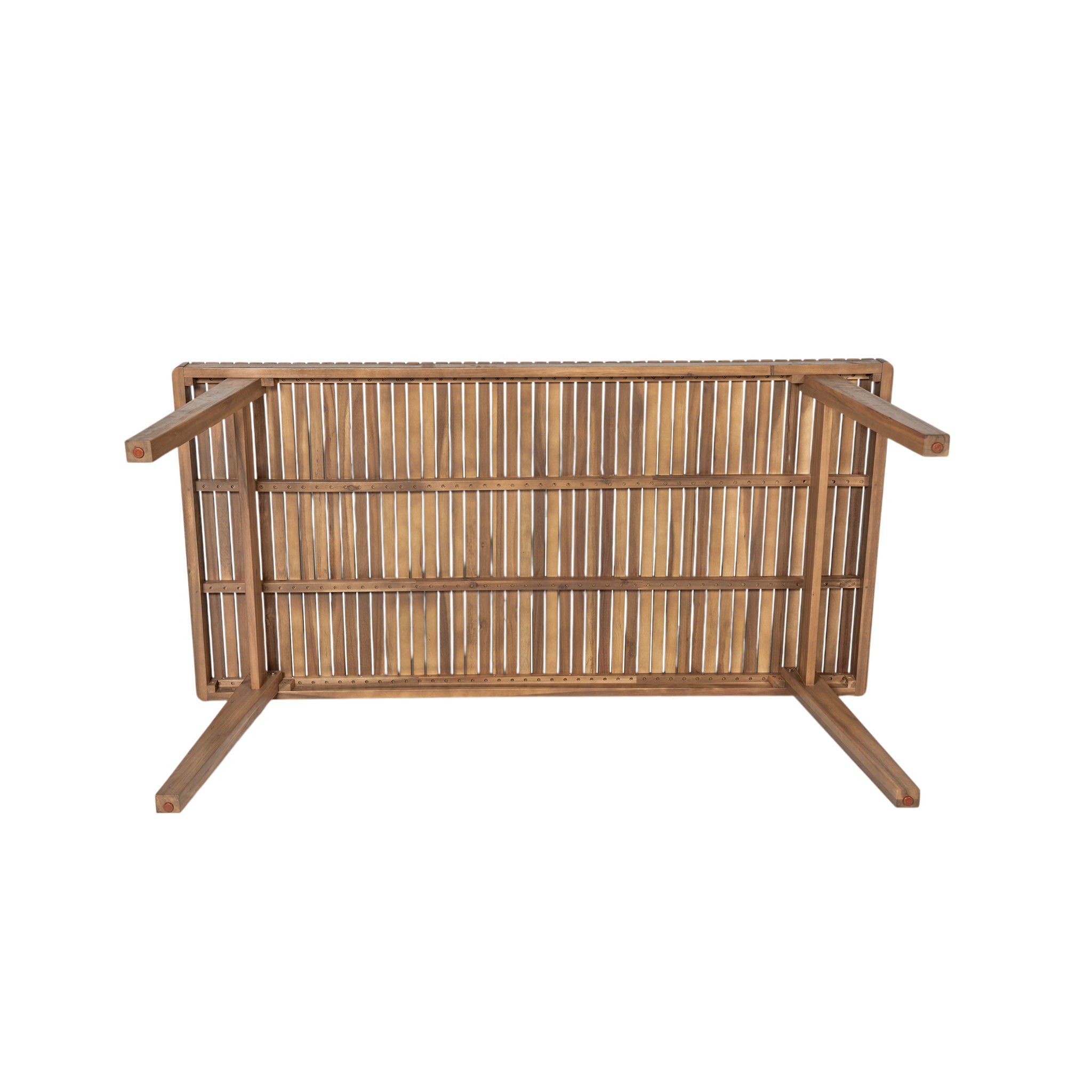 Outdoor Dining Table With Slatted Top, Ideal For Patio