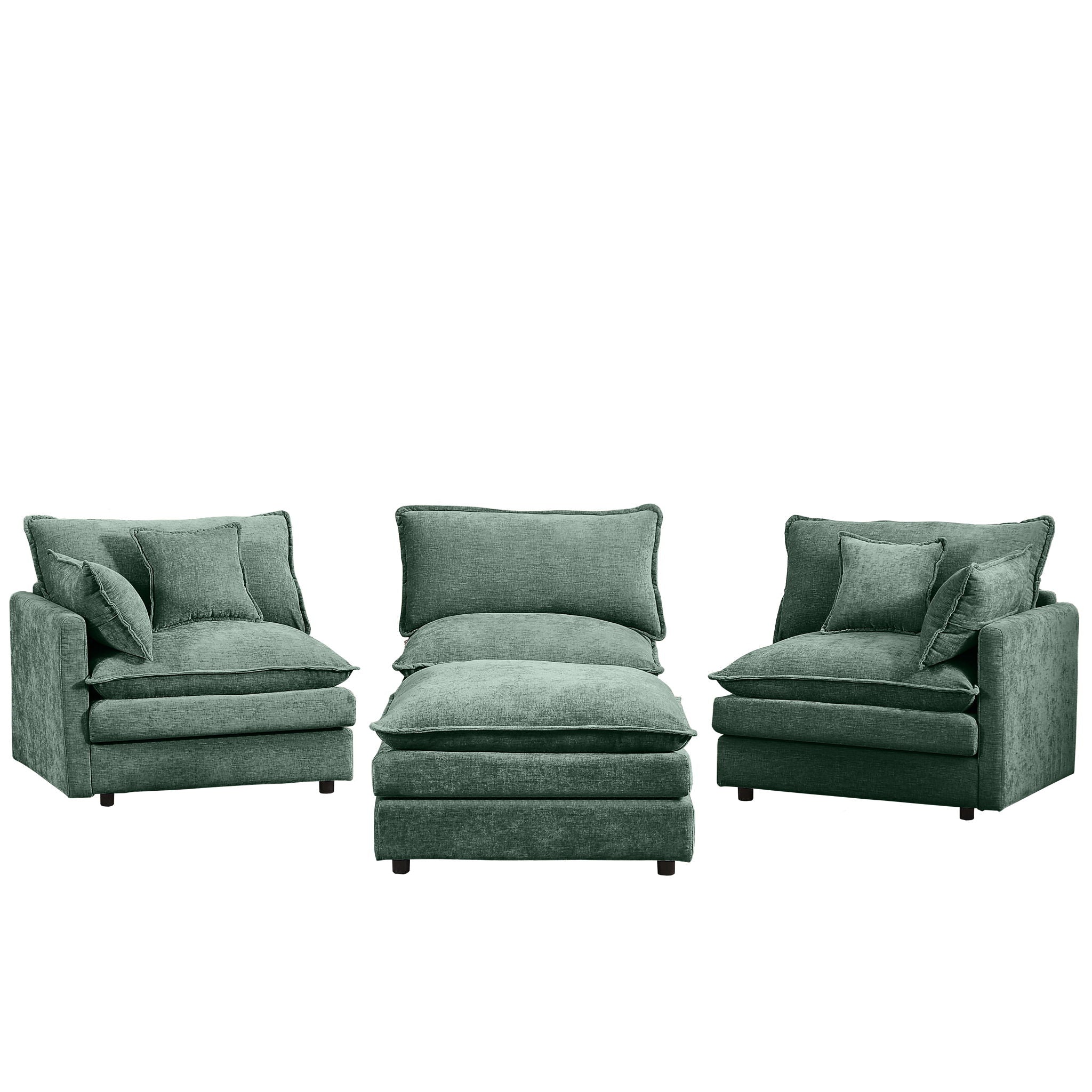 L Shaped Modular Sectional Sofa With Movable Ottoman, 3 Seater Comfortable Seating