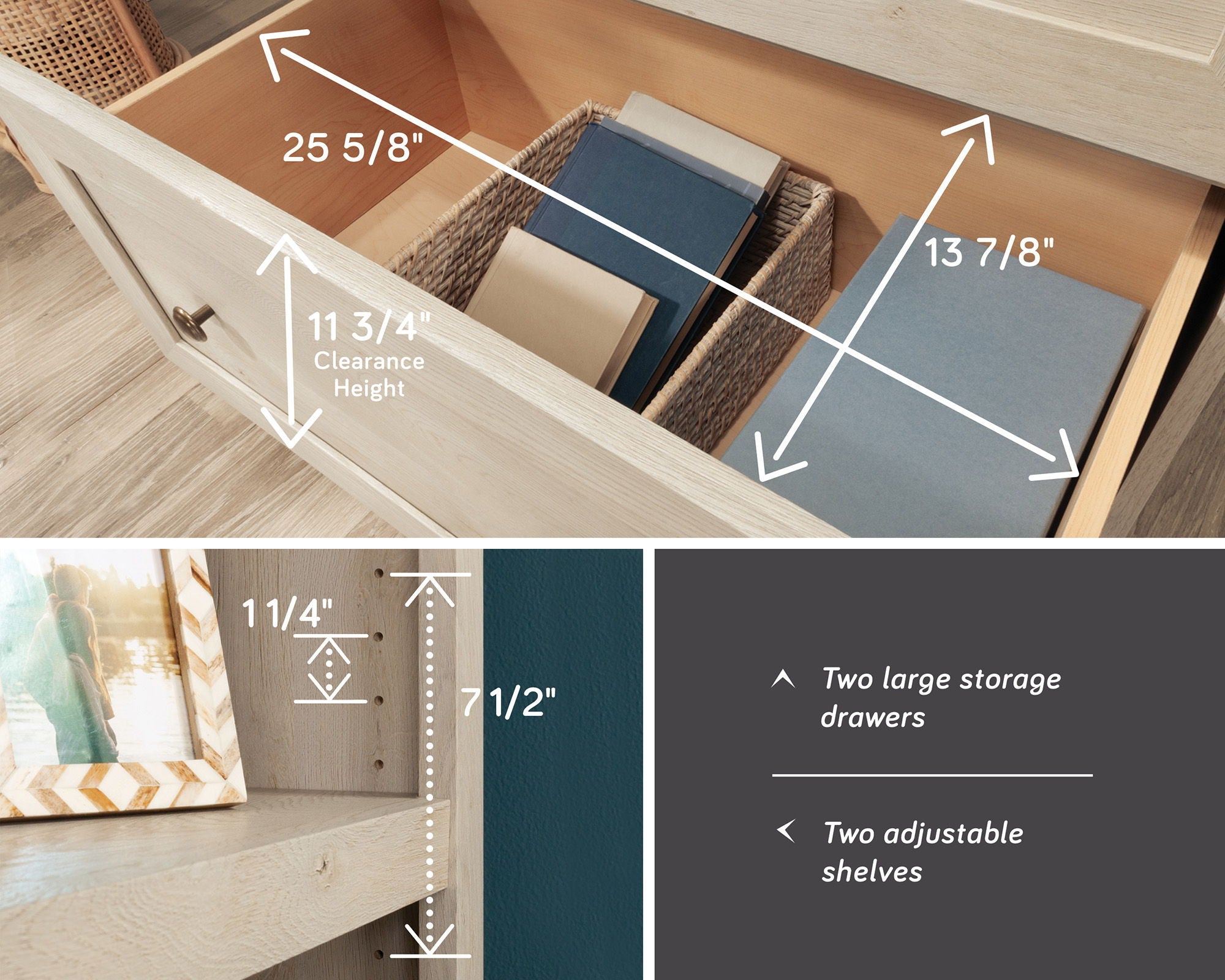 Bookcase with Drawers in Chalked Chestnut