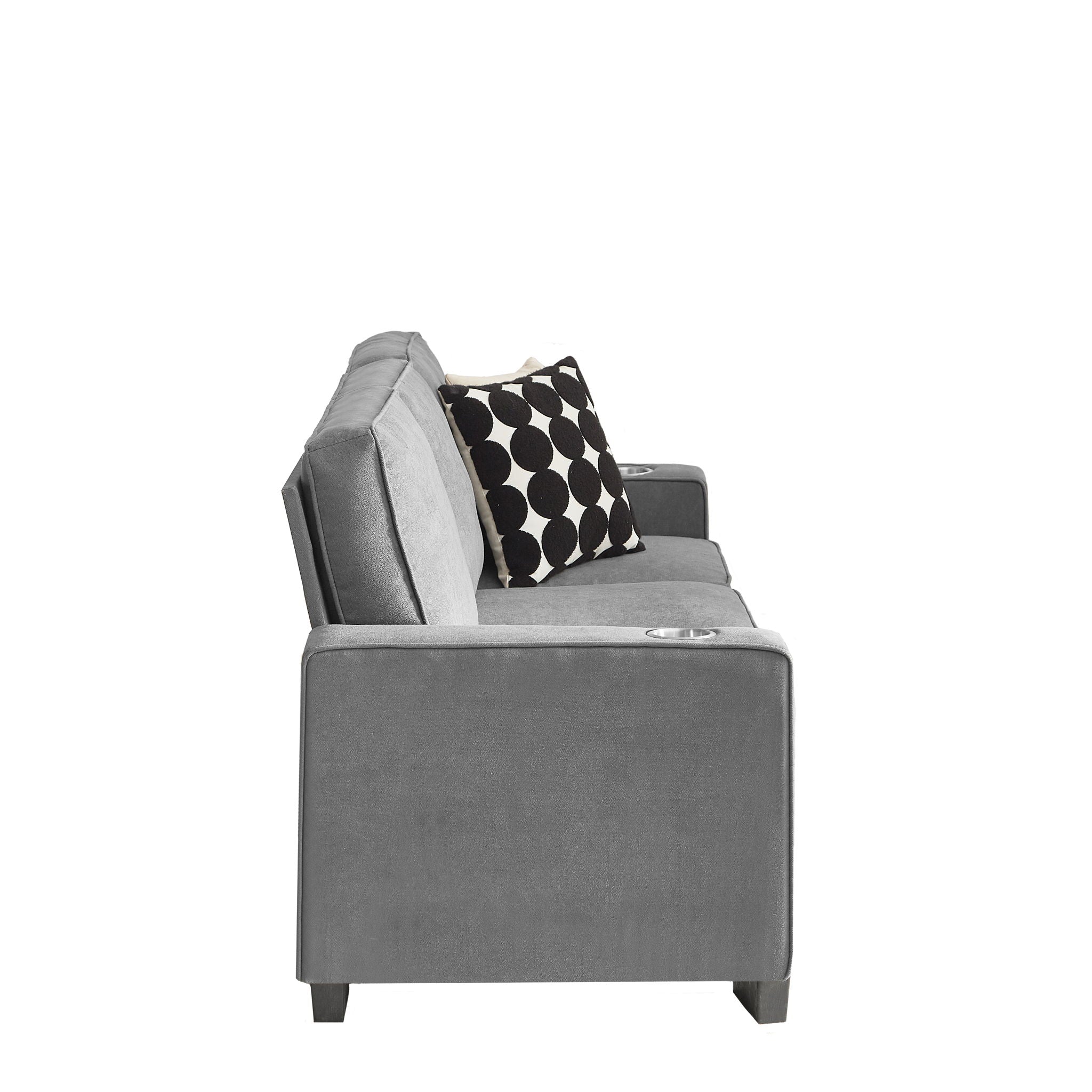 Modern Snowfleece Fabric 3 Seater Sofa With Cup Holder